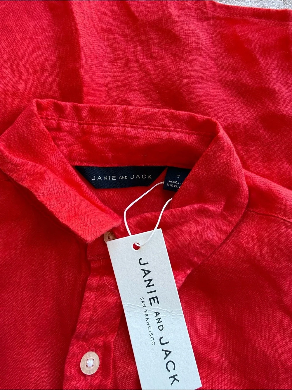 New Janie and Jack Toddler Summer Linen Button Down Shirt Size: 5